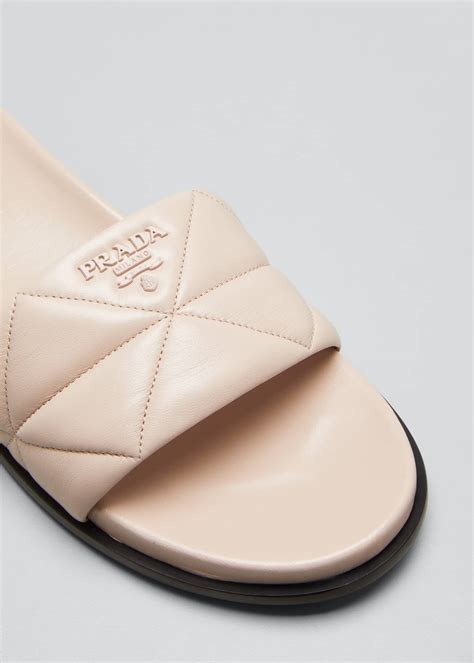 prada logo slide sandals|prada quilted leather pool sandals.